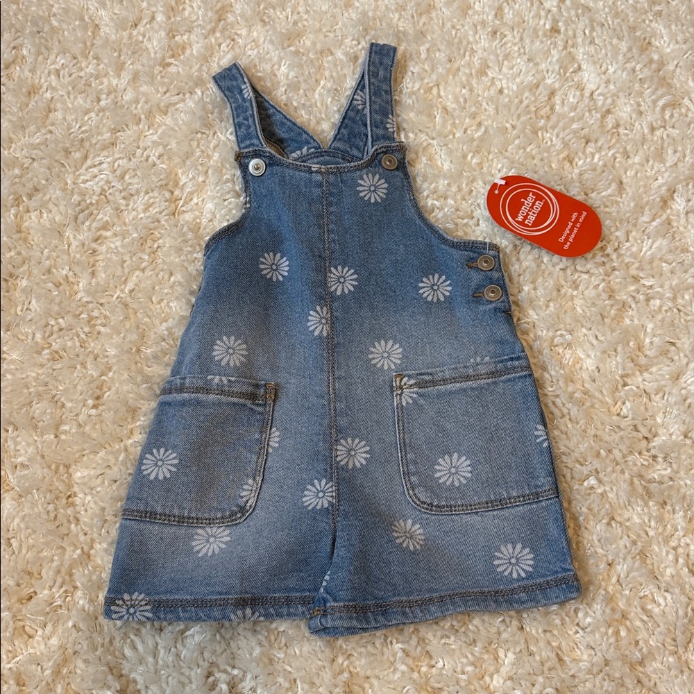 Denim Overalls with Floral Print